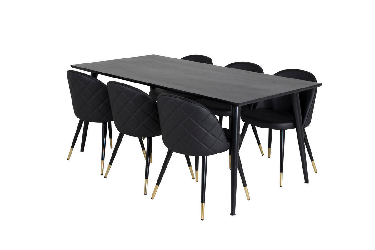 TISCHGRUPPE Schwarz - Schwarz, Holzwerkstoff (90/75/180cm) - ebuy24