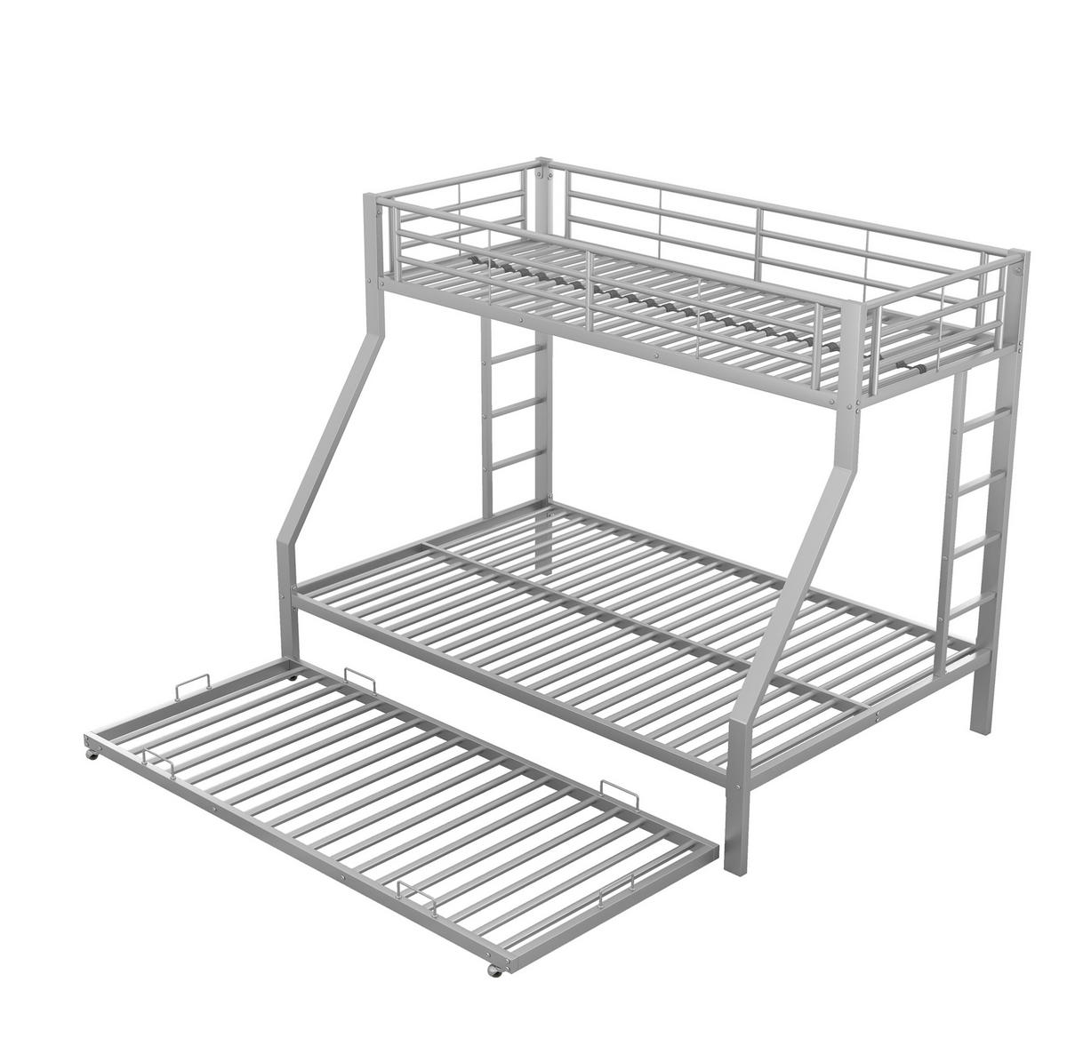 ETAGENBETT 90/200 & 140/200 cm aus Metall mit Ausziehbett in Silber - Silberfarben, Metall (90/190cm) - BEAOK