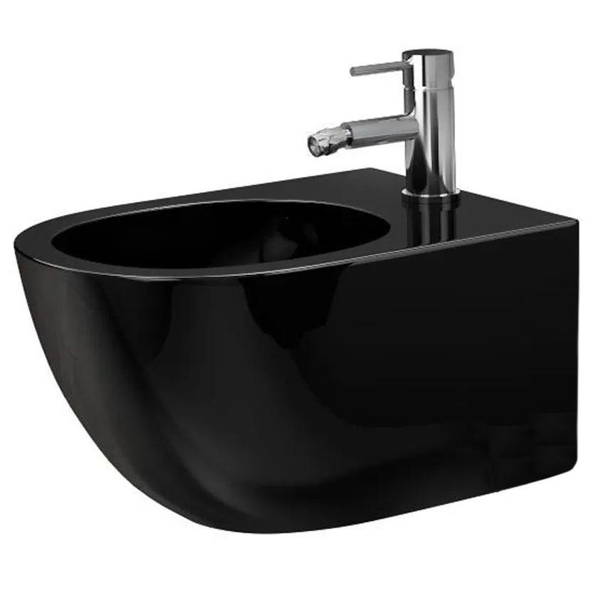 WANDHÄNGANDES Rea Bidet Carlo Mini Black Shiny - Schwarz, Keramik (37/32.5/49.5cm) - REA