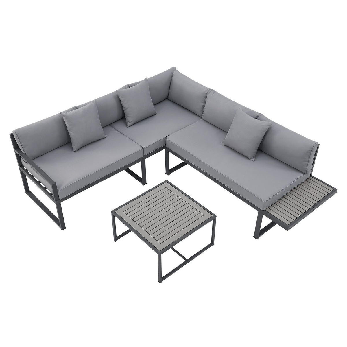 LOUNGEGARNITUR St. Tropez dunkelgrau - Grau, Metall - Juskys