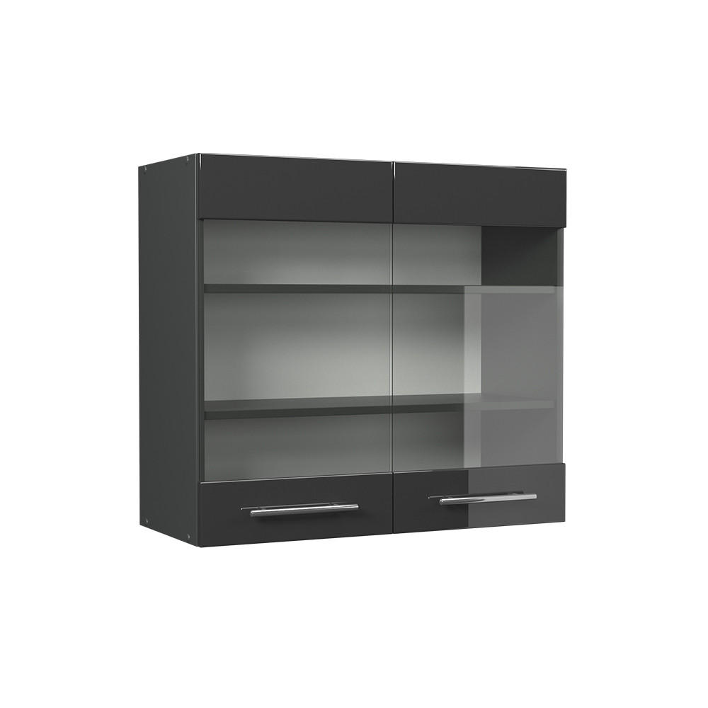 KÖKSGLASSKÅP Fame-Line Antracit högblank 80 cm Antracit, Antracit 72/80/34.1 cm