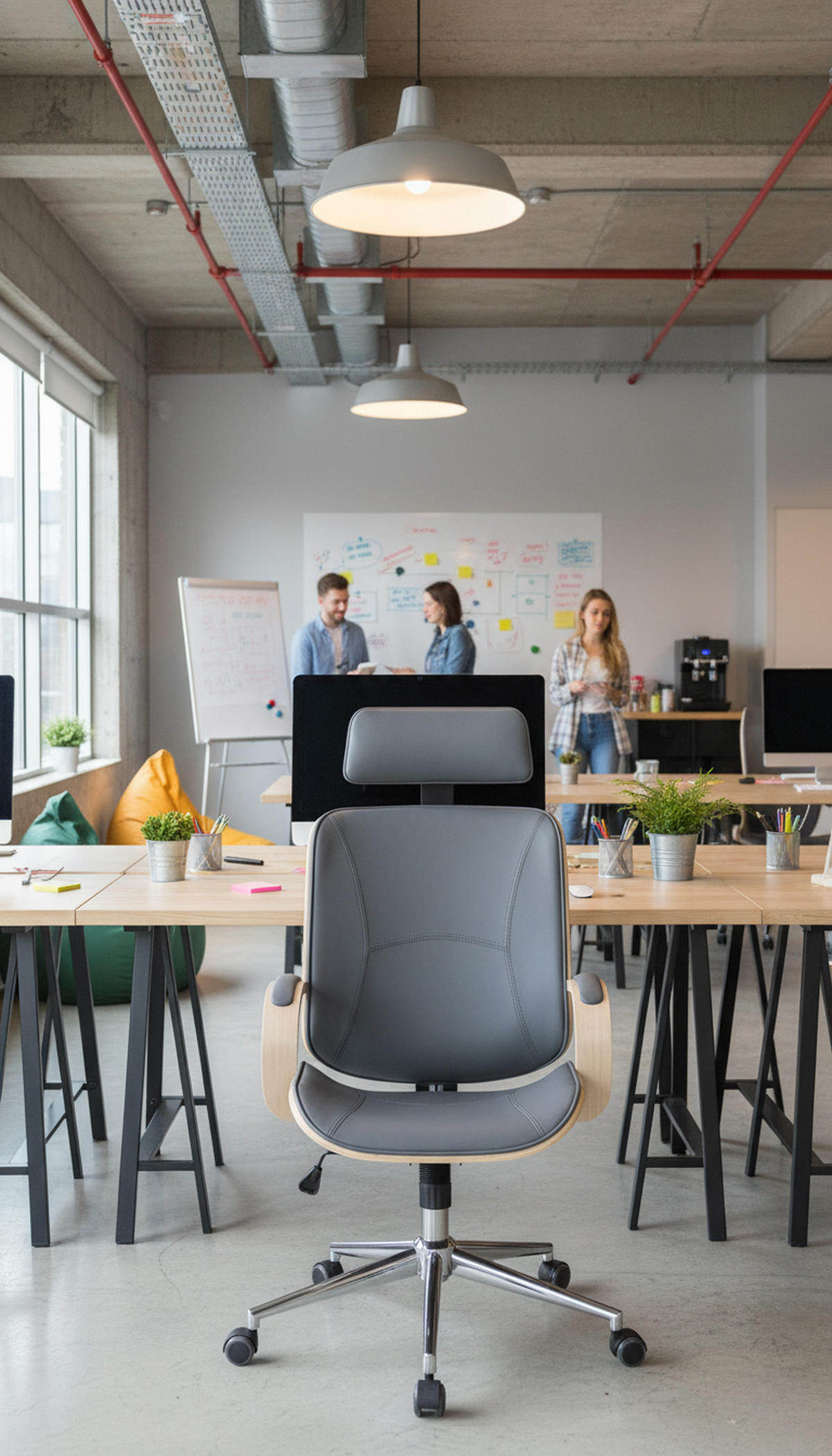 BÜROSTUHL Daytona natura/grau - Chromfarben/Grau, Metall (70/125/70cm) - TPFLiving