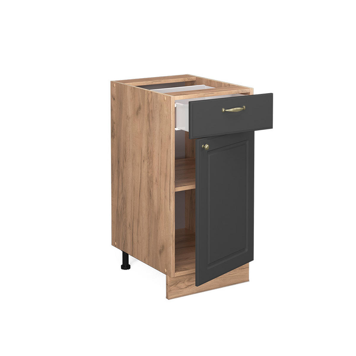 KÜCHENUNTERSCHRANK Fame-Line Anthrazit-Gold 40 cm ohne AP - Honigeiche/Anthrazit, Holzwerkstoff (40/82/51.6cm) - Vicco