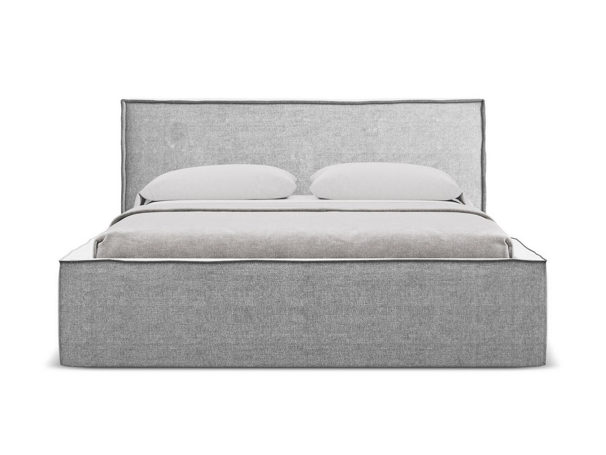 POLSTERBETT mit Bettkasten und Lattenrost 160x228 Grau - Hellgrau/Schwarz, Kunststoff/Textil (140/200cm) - Makamii