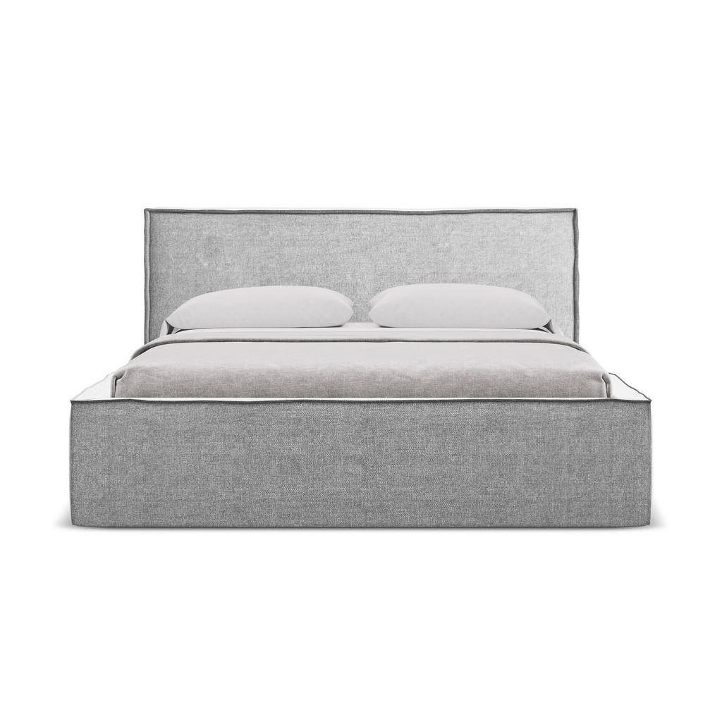 Thumbnail - Makamii Polsterbett, Hellgrau, Textil, 180x200 cm, Made in EU, Schlafzimmer, Betten, Polsterbetten