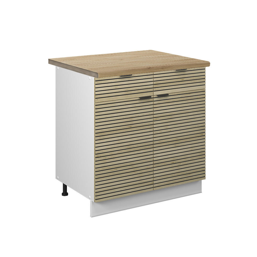 KÜCHENUNTERSCHRANK Fame-Line Eiche Paneel 80 cm , AP Eiche - Hellbraun/Weiß, Holzwerkstoff (80/82/60cm) - Vicco