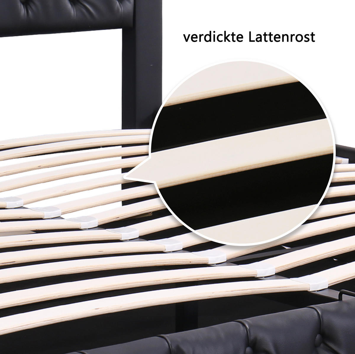 POLSTERBETT 140/200 cm Schwarz mit LED, Lattenrost und Stauraum - Schwarz, Kunststoff (140/200cm) - MIVRAY