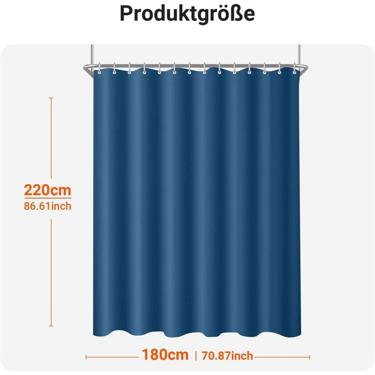 DUSCHVORHANG Dunkelblau 180 x 220 cm - Blau, Textil (180/220cm)