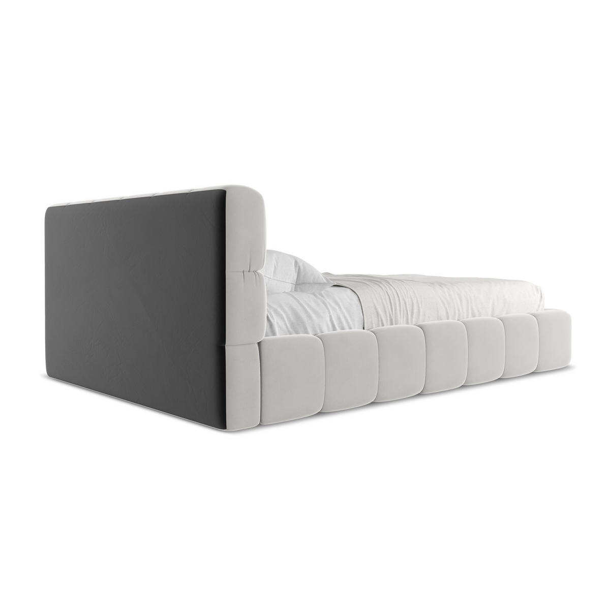 POLSTERBETT mit Bettkasten und Lattenrost 160x228 Grau - Silberfarben/Schwarz, Kunststoff/Textil (140/200cm) - LaMiaSofa