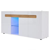 SIDEBOARD DE-37767 mit LED-Beleuchtung und 3 Türen Weiß - Weiß, Holzwerkstoff (140/70/40cm) - ComfortXL