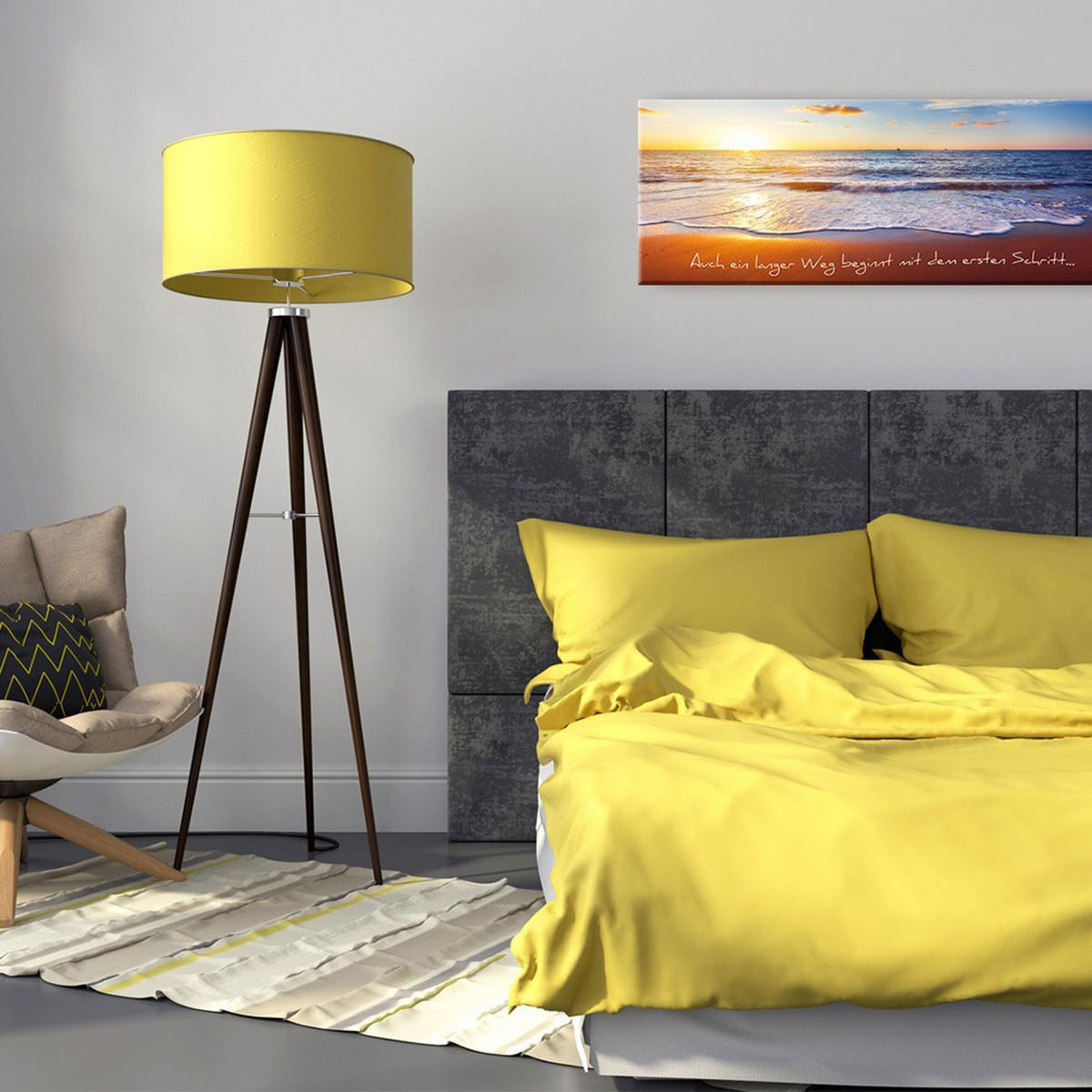 GLASBILD 80x30 cm Strand und Meer - Gelb, Glas (80/30cm) - artissimo