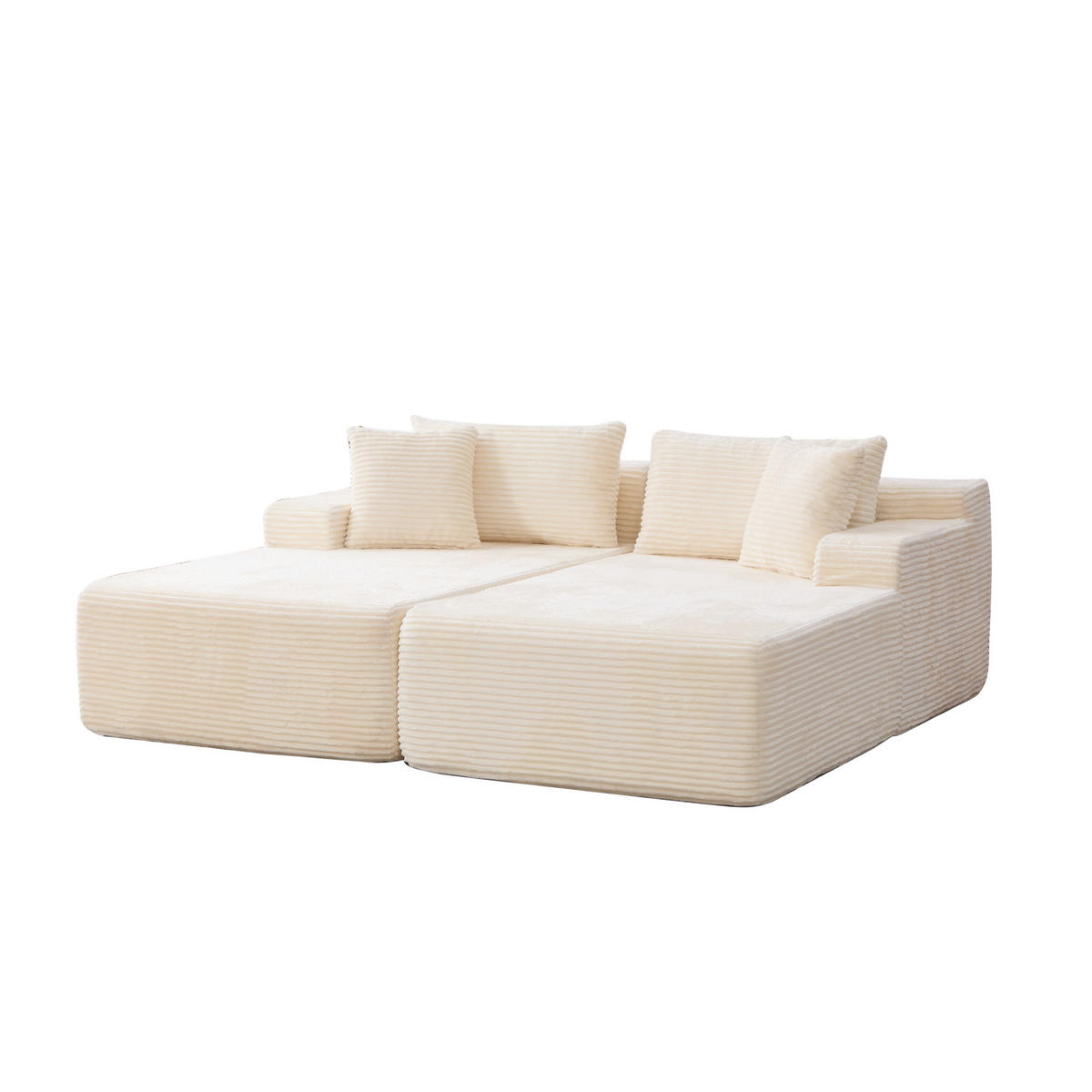 SOFAELEMENT 200/174/74.5 cm Beige mit 30D hochelastischem Schaumstoff und rutschfestem Boden - Beige, Textil (174/74.5/200cm) - Oxeza