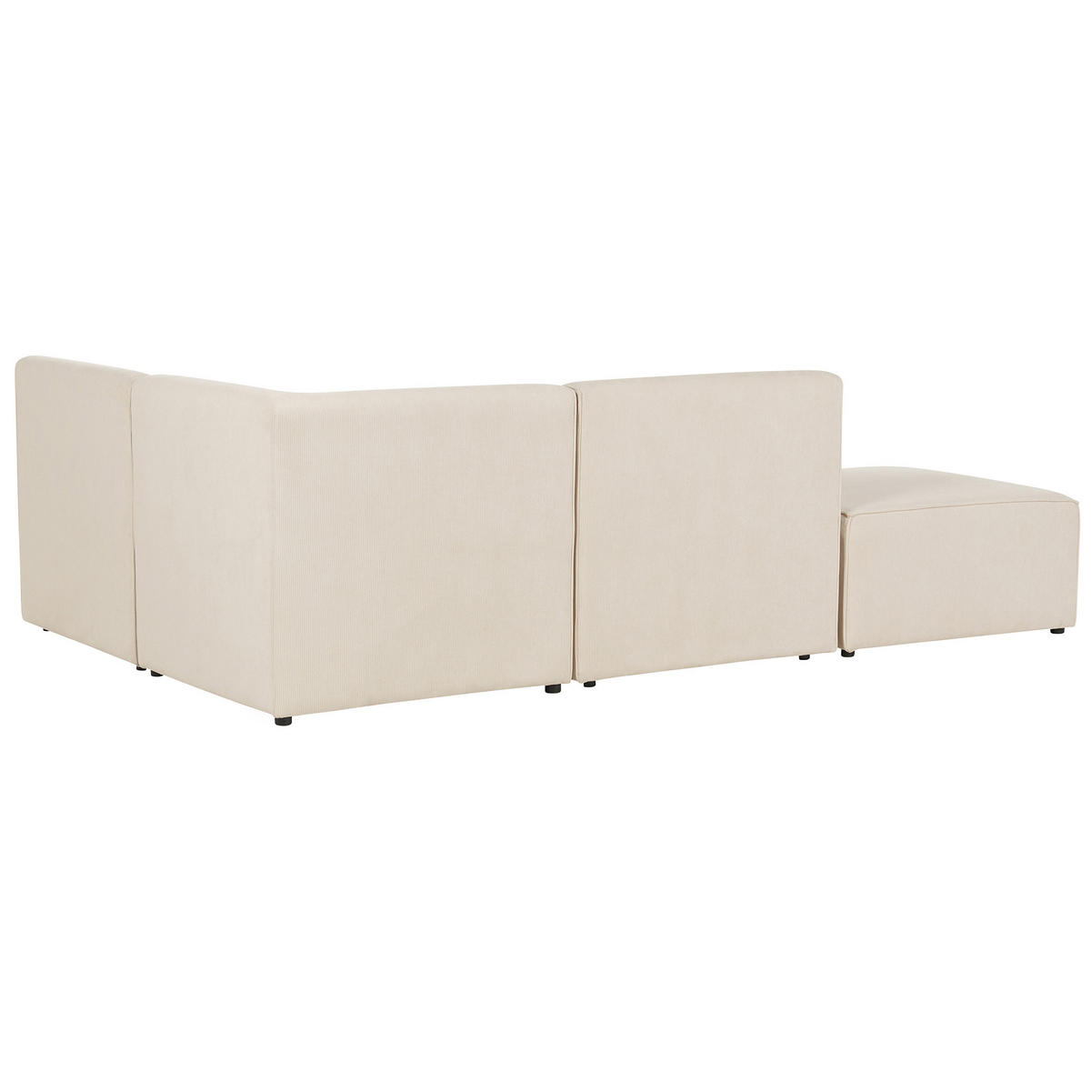3-SITZER-ECKSOFA Cord hellbeige rechtsseitig mit Ottomane Lemvig - Beige, Textil (250/166cm) - Beliani