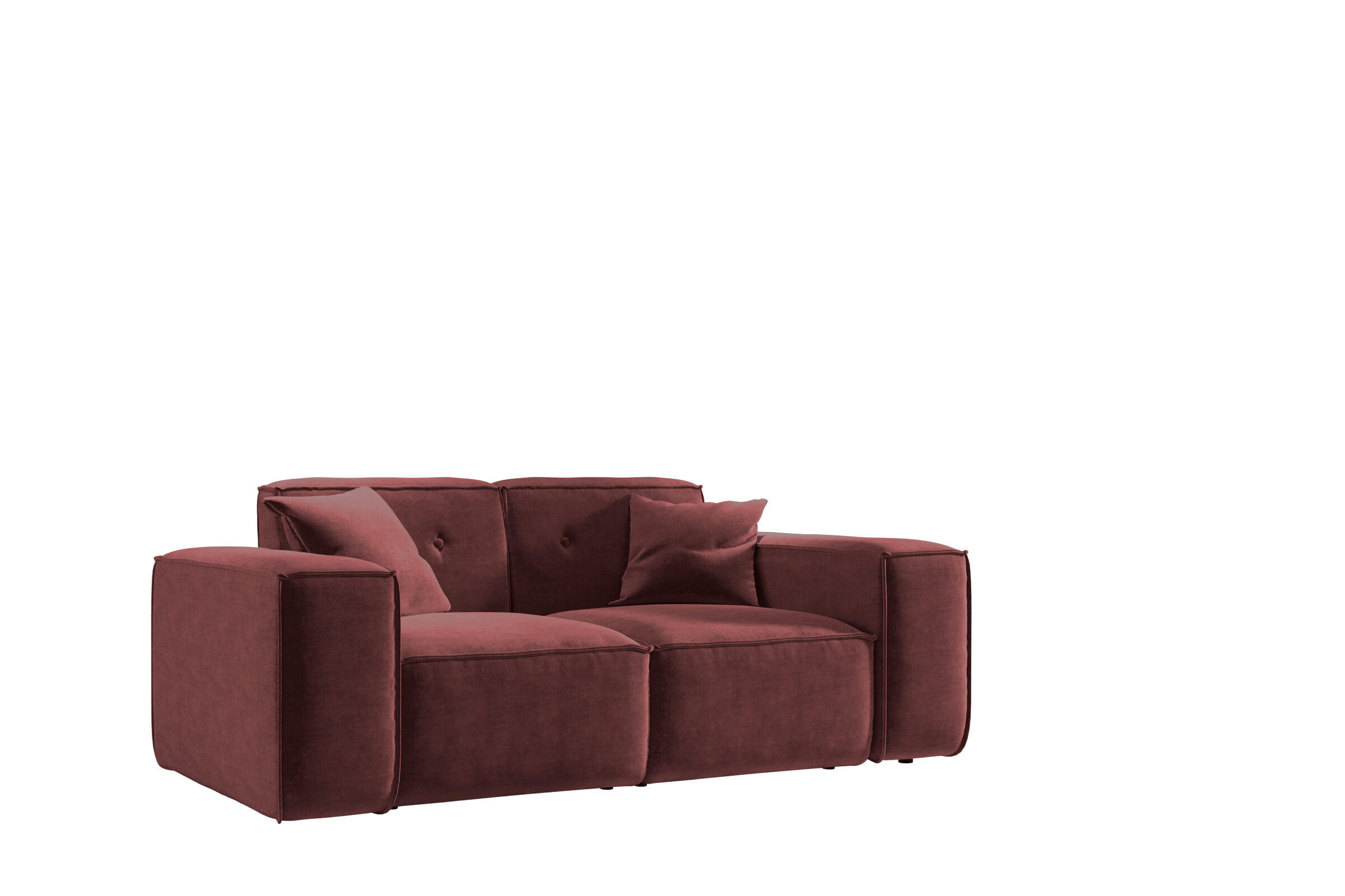 SOFA Zweisitzer Pula Stoff Perfect Harmony Rot - Rot, Holz (186/73/88cm)