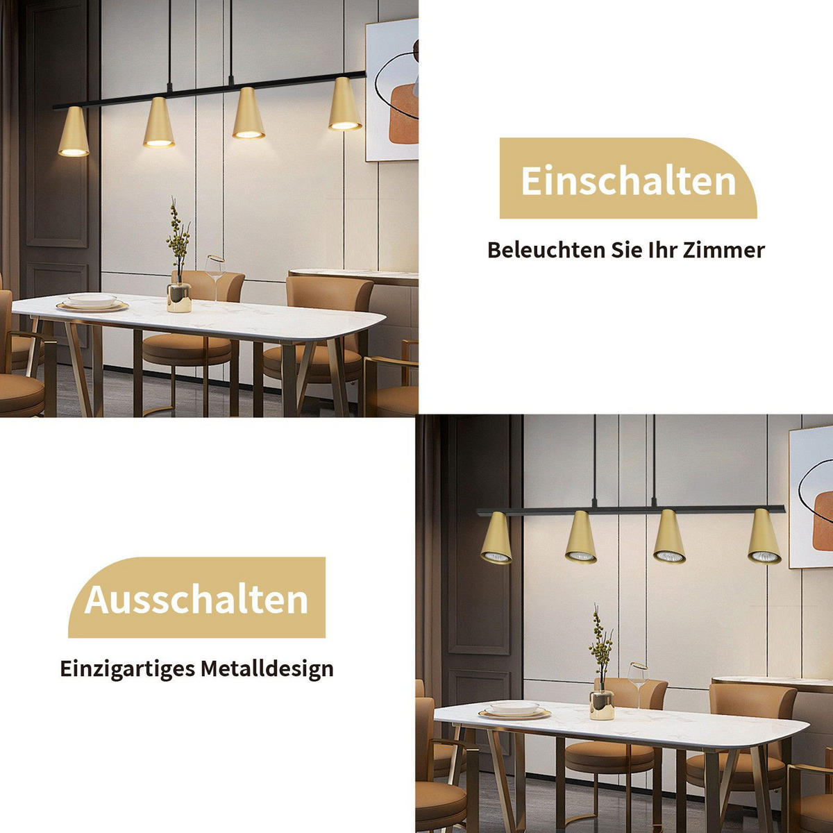 PENDELLEUCHTE Aurora 70/7/160 cm - Goldfarben, Metall (70/7/160cm) - ZMH