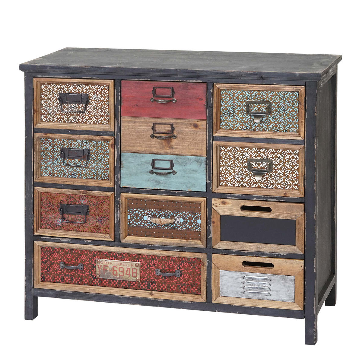 APOTHEKER-SCHRANK Multicolor - Multicolor, Holz (90/84/32cm) - MCW