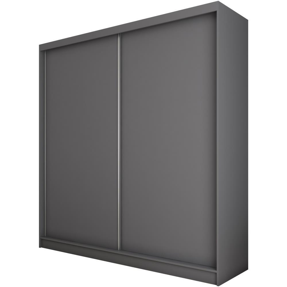 SCHWEBETÜRENSCHRANK Mario II 200/216/61 graphit mit Schubladen - Graphitfarben, Holzwerkstoff (200/216/61cm) - Beautysofa