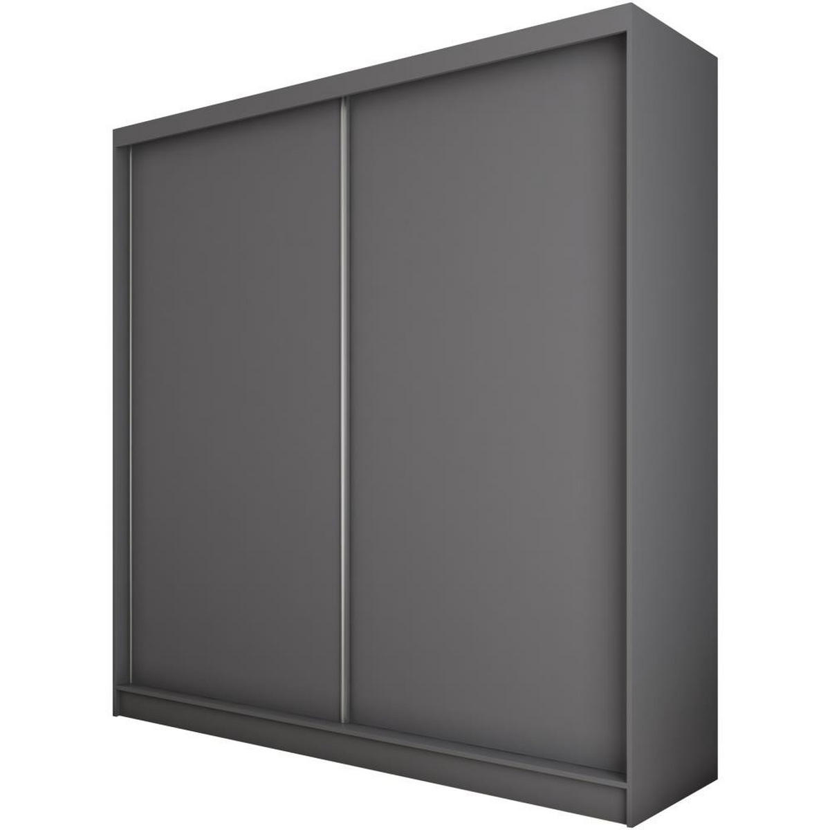 SCHWEBETÜRENSCHRANK Mario II 200/216/61 graphit mit Schubladen - Graphitfarben, Holzwerkstoff (200/216/61cm) - Beautysofa
