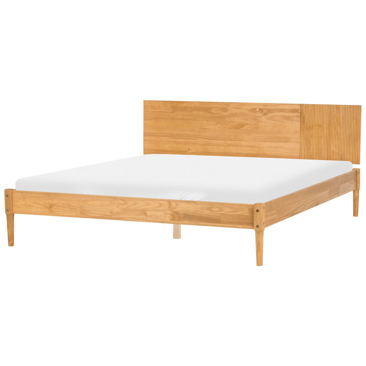 SPALNI KOMPLET borov les 180/200 cm svetlo rjava Flavignac - svetlo rjava/rjava, les (180/200cm) - Beliani