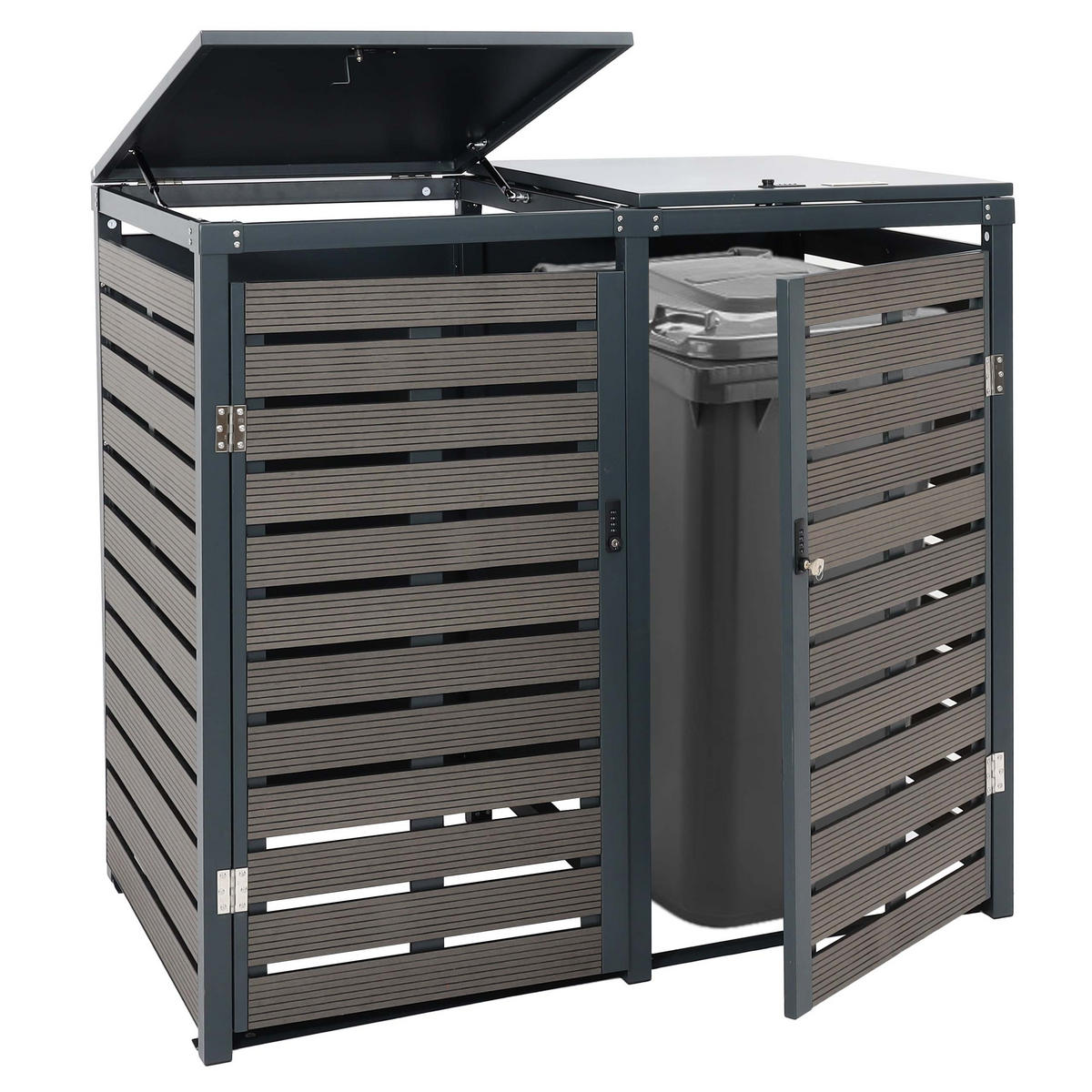 2ER MÜLLTONNENVERKLEIDUNG Anthrazit - Anthrazit, Metall (134/119/84cm) - MCW