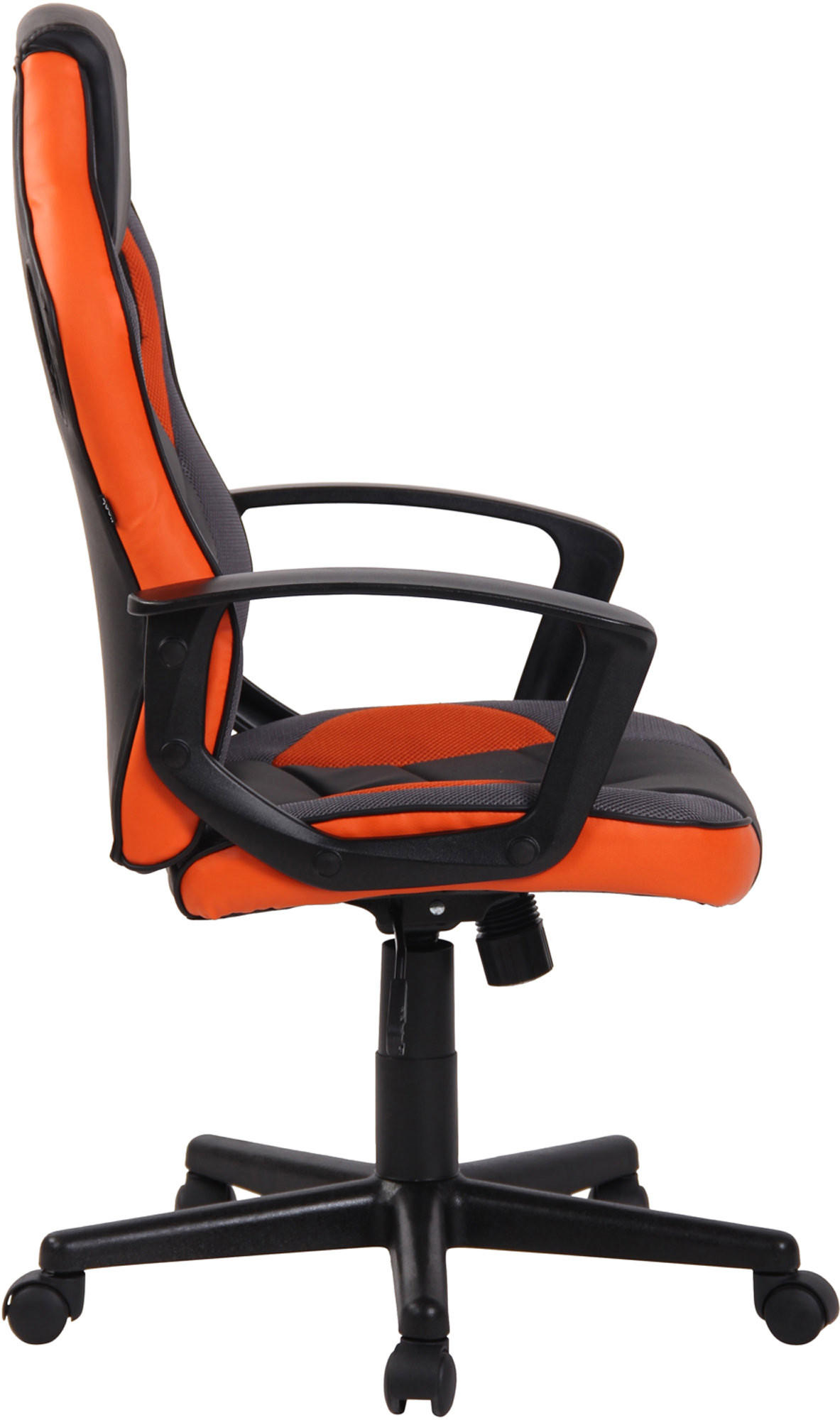 CHEFSESSEL Stoff schwarz/orange - Schwarz/Orange, Kunststoff/Textil (64/107/60cm) - CLP