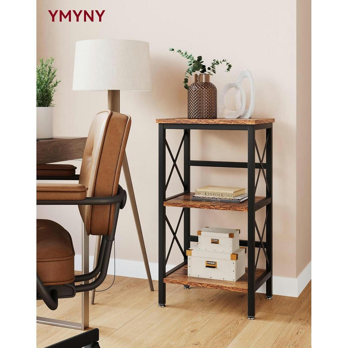 BÜCHERREGAL mit 3 Ablagen, X-Rahmen, rustikales Braun, 40 x 29 x 75 cm - Braun, Holzwerkstoff (29/75/40cm)
