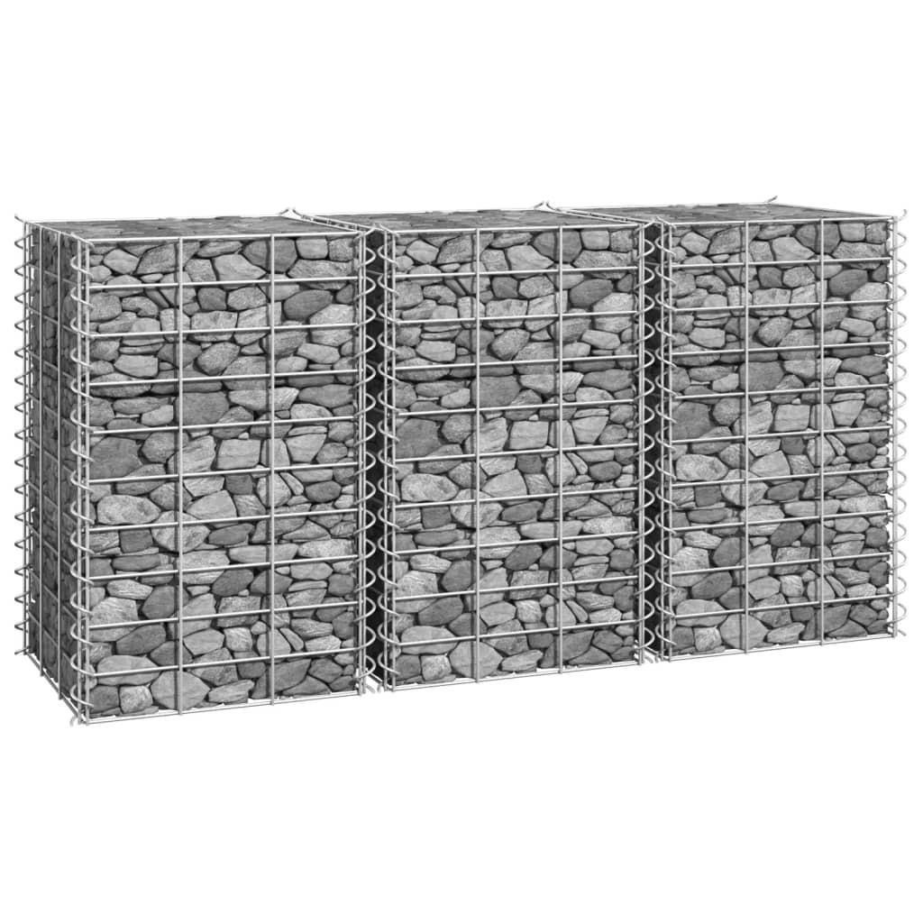 furnicato Gabionen-Hochbeete Silber 30x50x30 cm