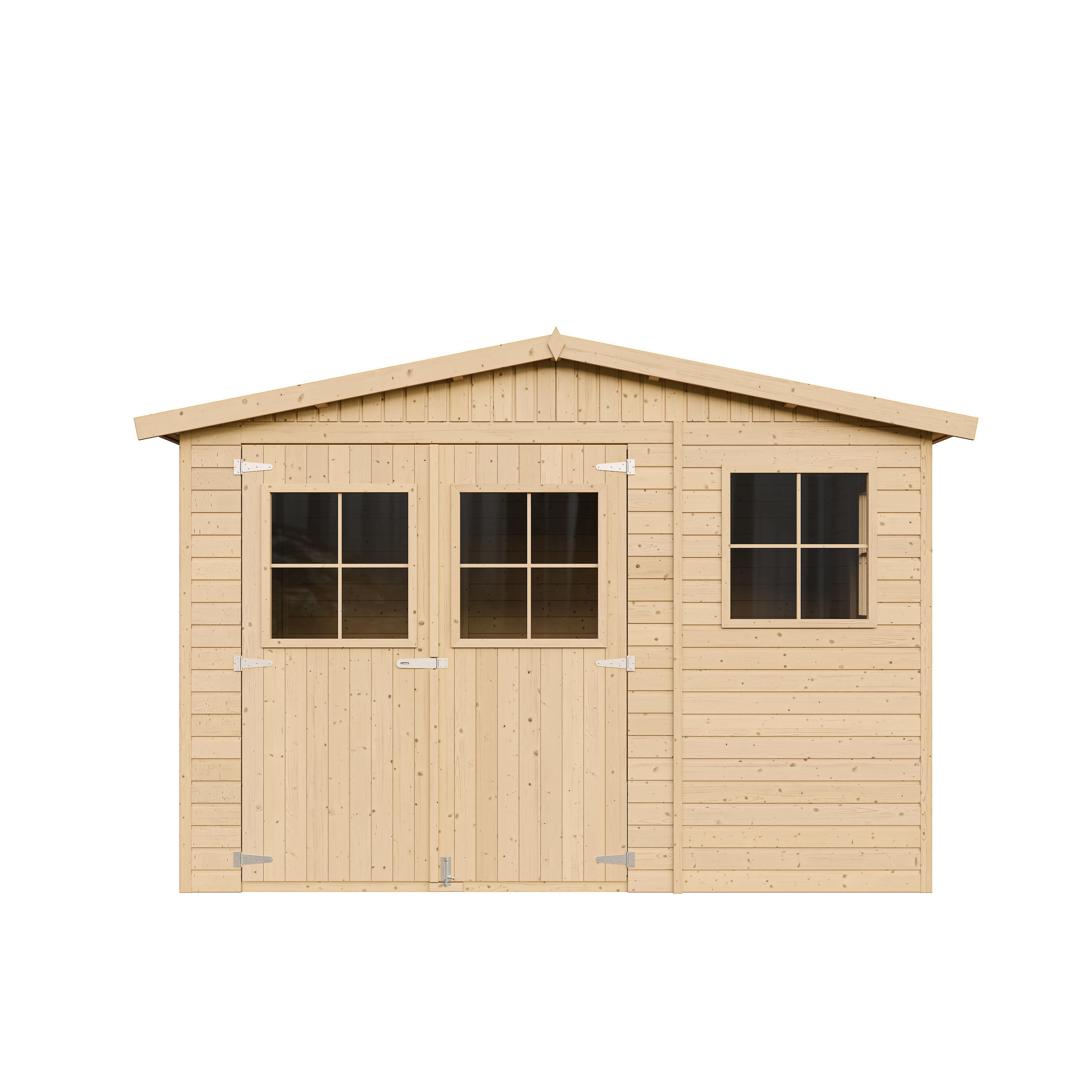 HOLZ-GARTHENHAUS MIT IMPRÄGNIERTEM BODEN - H226x316x324 cm/9 m² - M335+335G - Beige, Holz (324/232/297cm) - Timbela