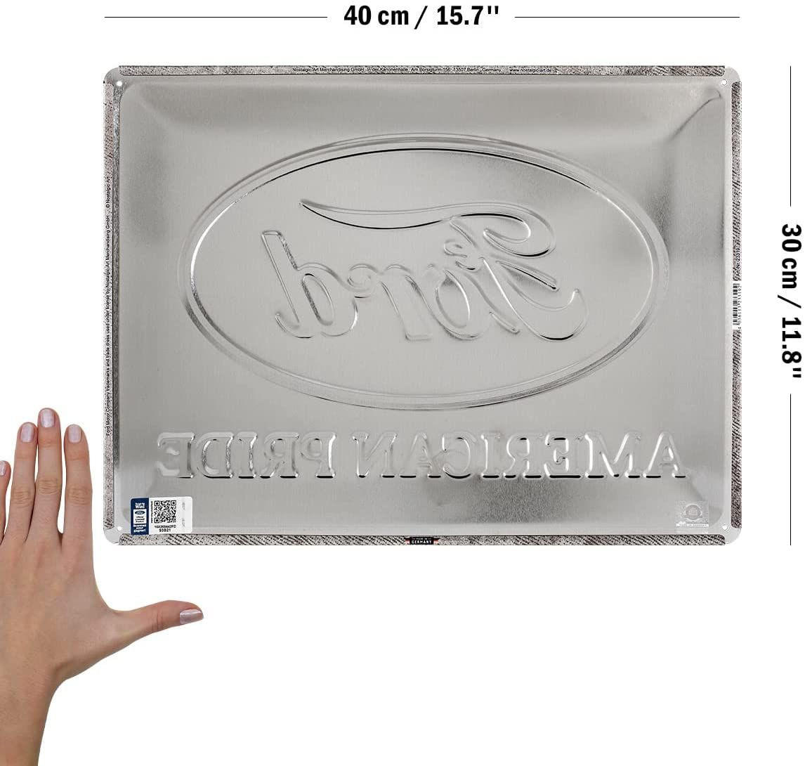 BLECHSCHILD 30/40 cm Ford American Pride US Flag - Multicolor, Metall (30/1/0.1cm) - Nostalgic-Art