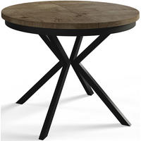 ESSZIMMERTISCH BERGO, ausziehbarer Tisch 100 cm/180 cm, Farbe: Grau, mit Metallbeinen in Farbe Schwarz - Dunkelbraun/Schwarz, Holzwerkstoff (100/100/76cm) - Alpi-Möbel