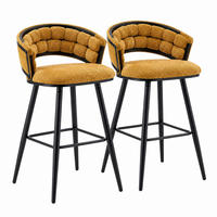BARHOCKER mit Samtbezug Gelb Schwarz Metall 2er-Set - Gelb, Metall (50.5/98.5/56.1cm) - Meubliv
