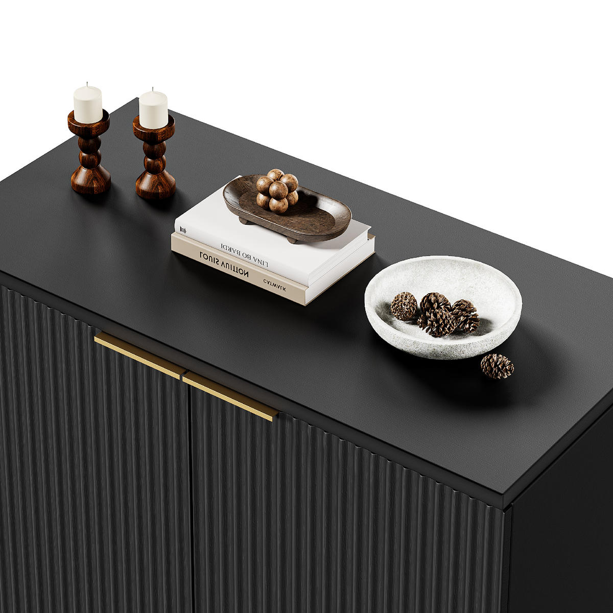 SIDEBOARD Schwarz 80/40/80 cm - Schwarz, Holzwerkstoff (80/80/40cm) - PANGIVO