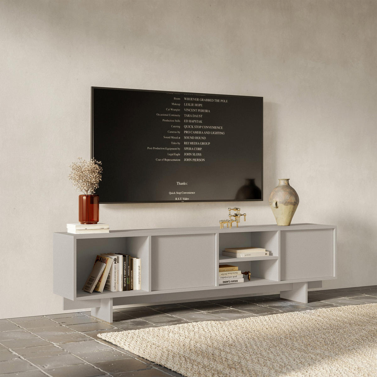 TV-STOLEK Sanva Kašmír 200 cm - kašmírová, kompozitní dřevo (200/55/35cm) - Selsey