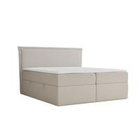 BOXBETT Saffron 200/200 cm, in Ecru, Bettkasten, Matratze, Topper - Ecru/Schwarz, Holz/Holzwerkstoff (200/200cm) - Maison de Reve