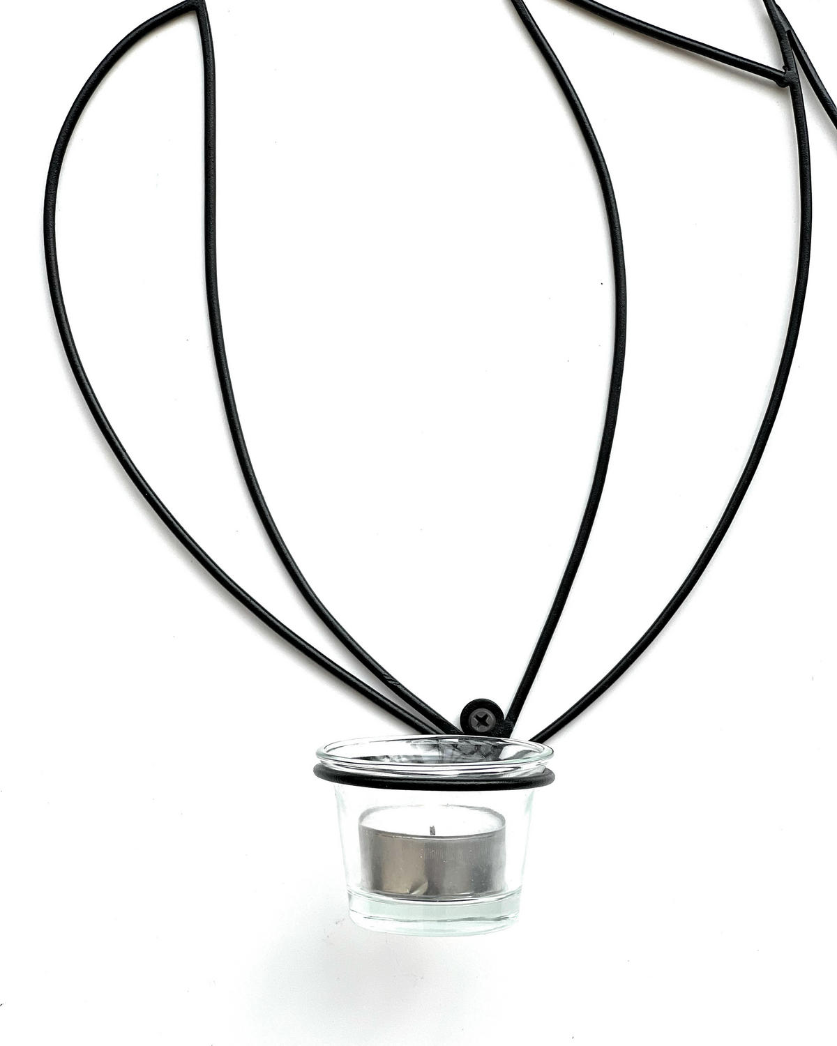 WANDTEELICHTHALTER 1-flammig mit Glas Metall Schwarz 50 cm - Schwarz, Metall (50cm) - DanDiBo