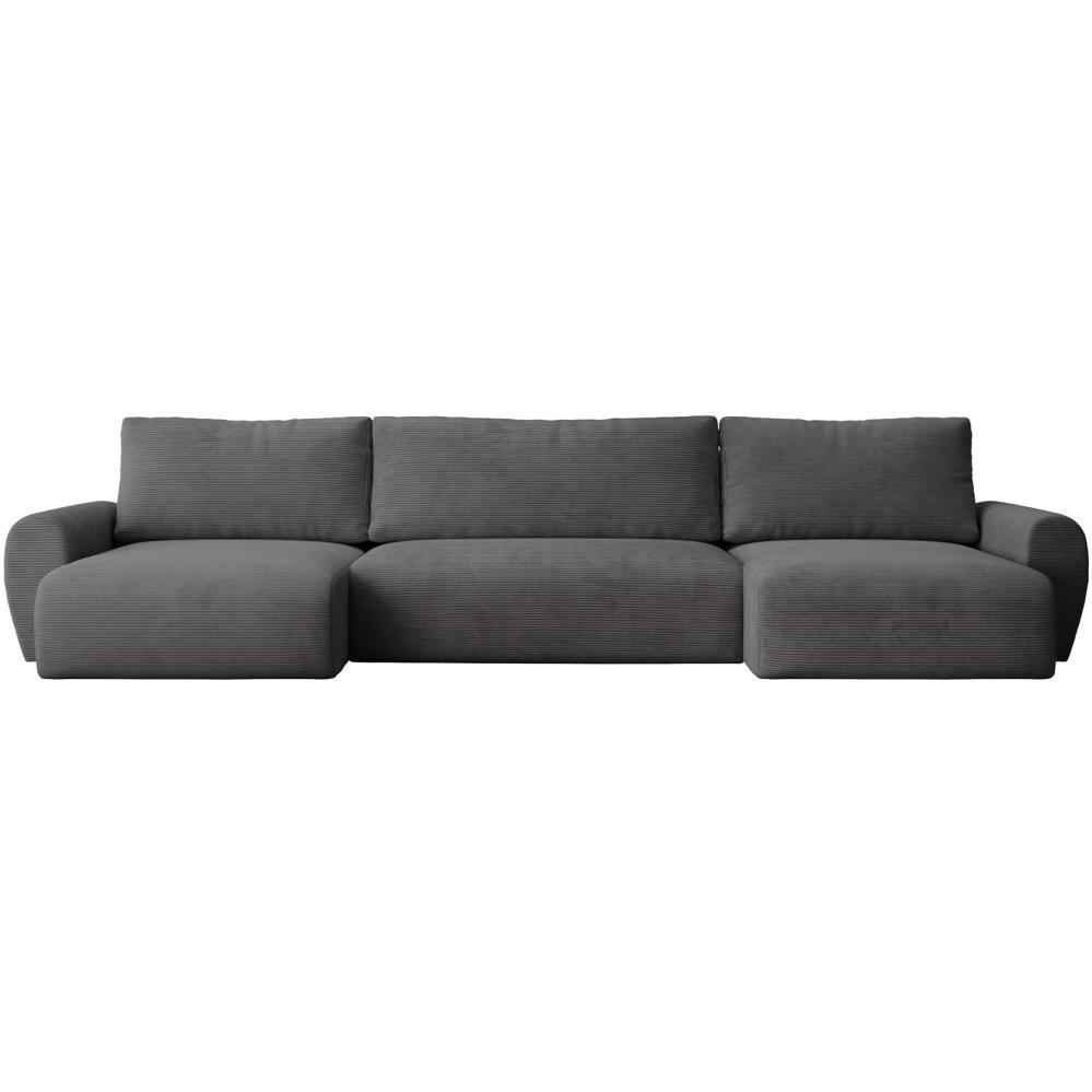 WOHNLANDSCHAFT mit Schlaffunktion Poss U dunkelgrau - Dunkelgrau, Textil (395/70/153cm) - Beautysofa