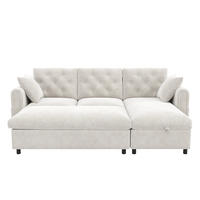 SOFA Baršun L Oblik s Tabureom 219x131x86 cm Bež - bež, tekstil (219/86/131cm) - FLIEKS