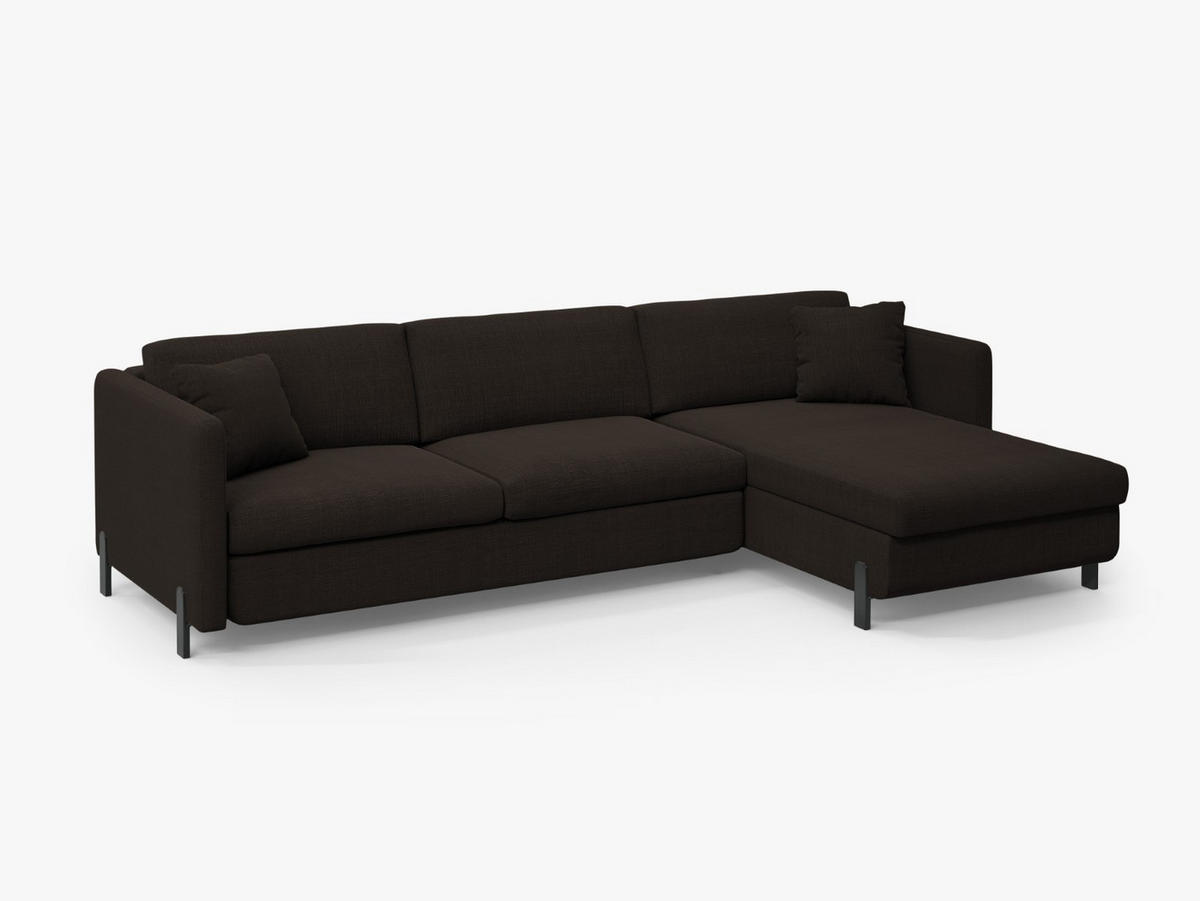 ECKSOFA ausklappbar rechts mit Container Gloria aus strukturiertem Stoff dunkelgrau 4 Sitzplätze - Dunkelgrau, Textil (170/260cm) - Micadoni