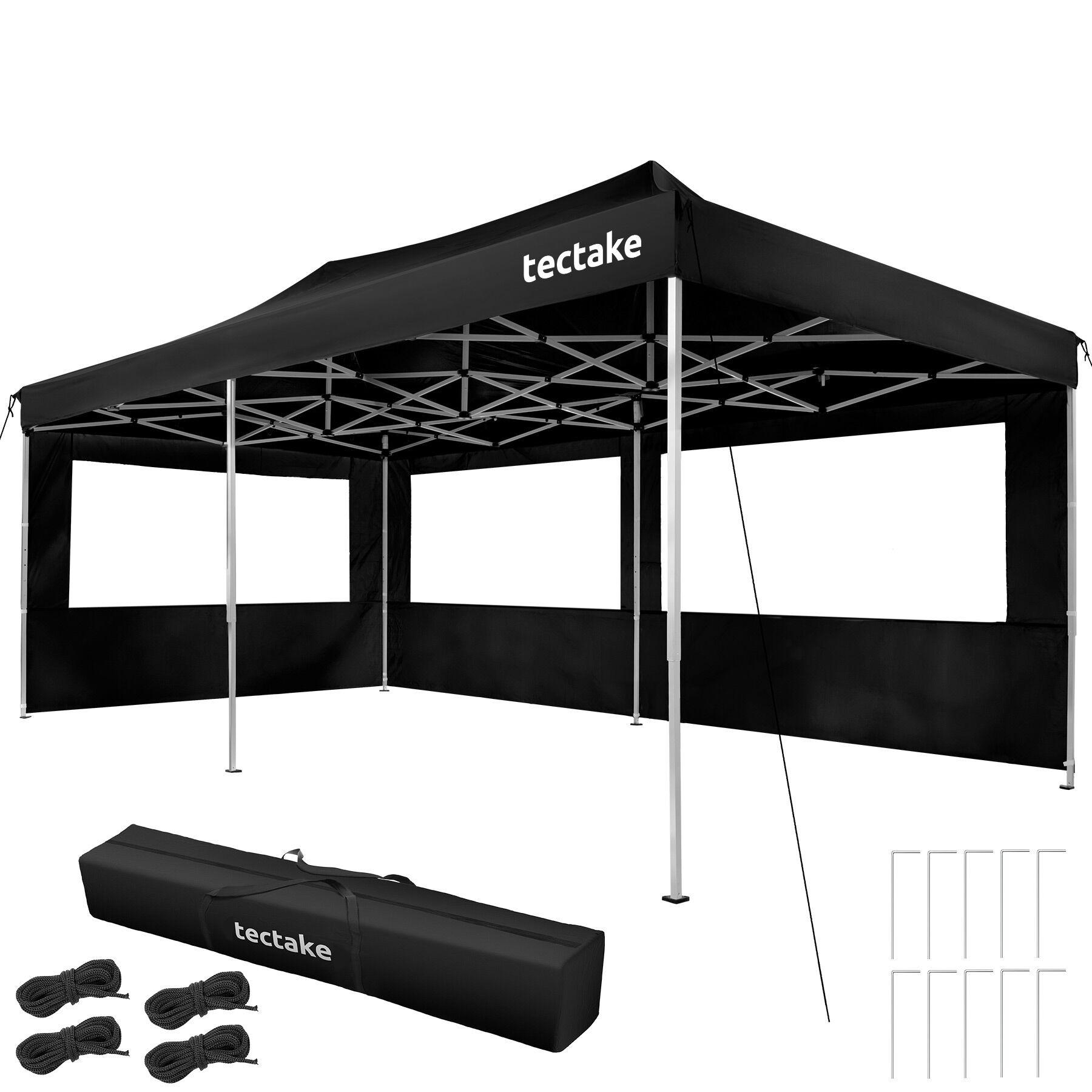 FALTPAVILLON aus Aluminium Viola, inklusive Spannseilen, Heringen und Tragetasche, schwarz - Schwarz, Kunststoff (300/316/600cm) - tectake