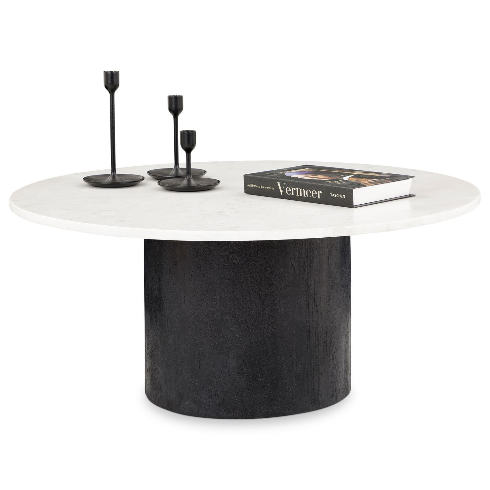 COUCHTISCH GANGA weiß/schwarz - Schwarz/Weiß, Naturmaterialien/Holz (80/80/35cm) - IDIMEX