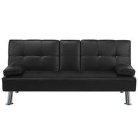 3-SITZER-SCHLAFSOFA Kunstleder Schwarz Roxen - Schwarz, Kunststoff/Textil (168/77/81cm) - Beliani