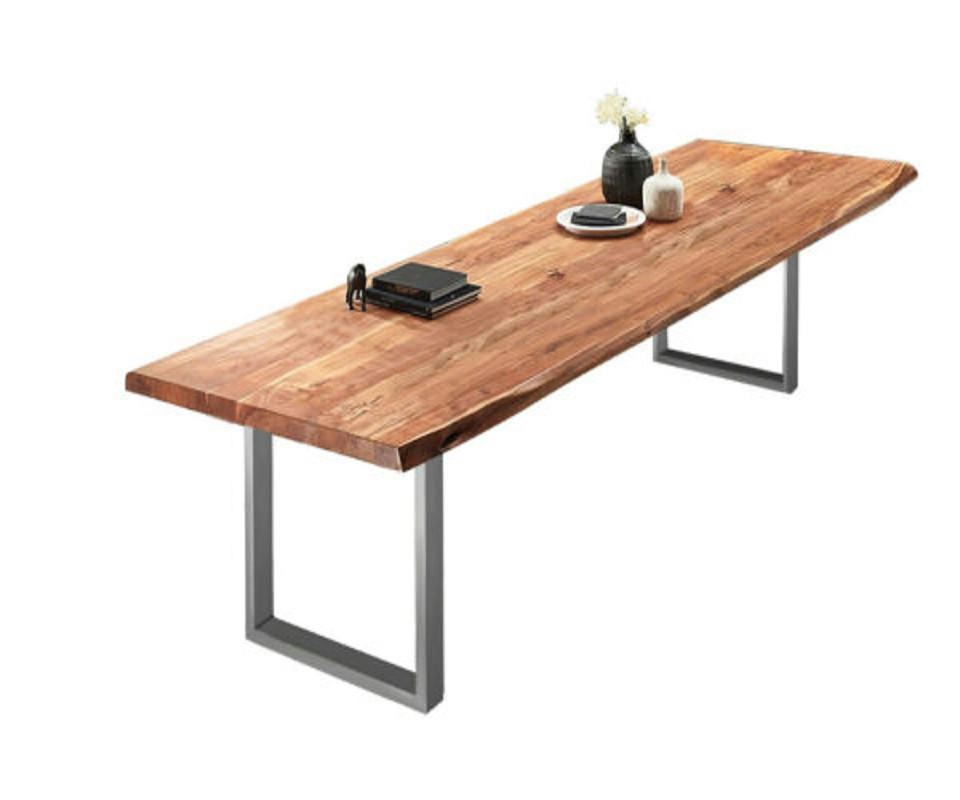 ESSTISCH VALIN - Beige/Silberfarben, Holz/Metall (120/350/79cm) - SAM