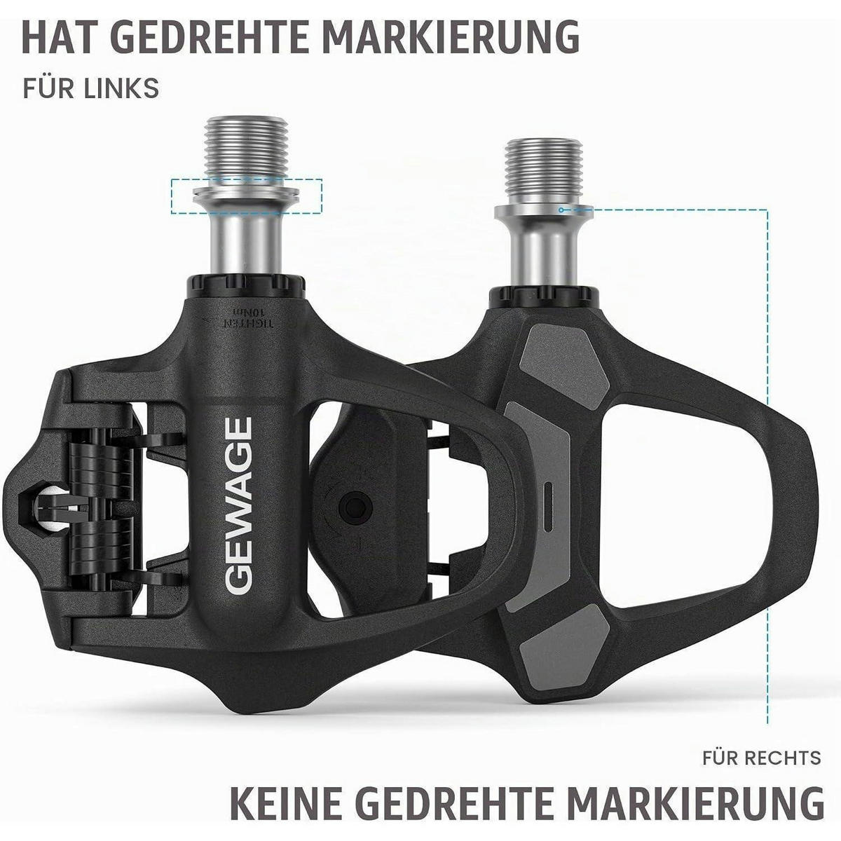 KLICKPEDALE für Rennrad Set mit verstellbarer Spannung und breiter Plattform - Schwarz, Kunststoff (8.7/1.5/10.3cm)