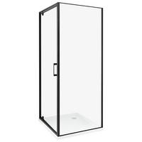 SPRCHOVÝ KOUT 70/70/185 cm Černý Darli - černá/průhledná, sklo (70/70/185cm) - Beliani