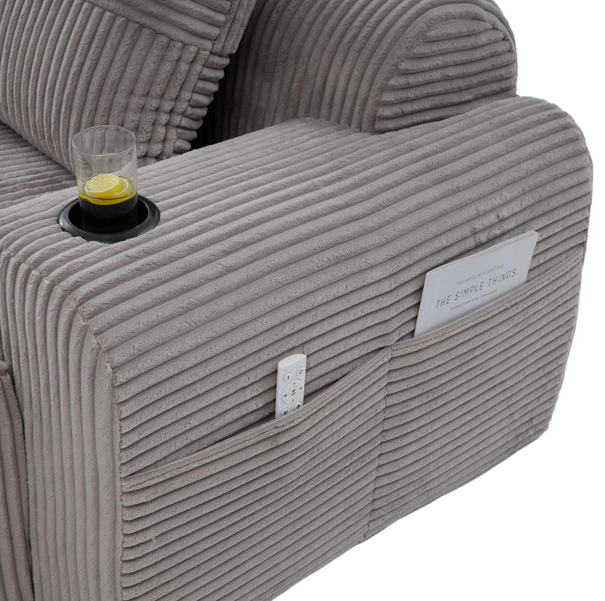 SOFA 2-Sitzer modular 200 x 99 x 80 cm Corduroy Light Gray - Hellgrau, Kunststoff (99/80/200cm) - Meubliv