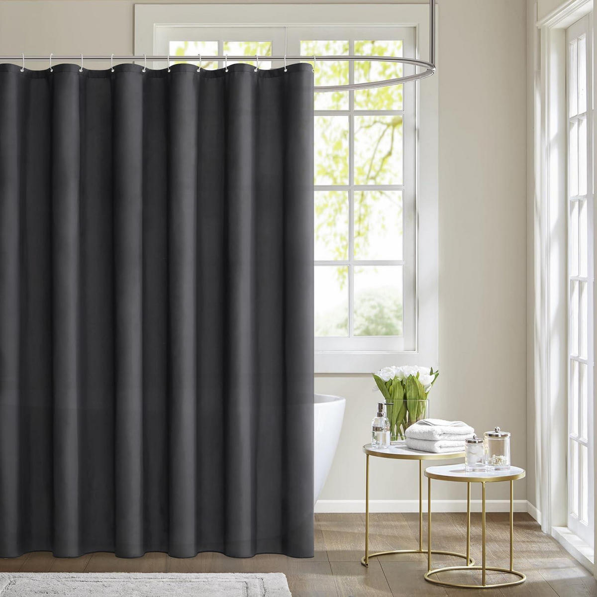 DUSCHVORHANG Dunkelgrau 180 x 210 cm - Anthrazit, Textil (180/210cm)