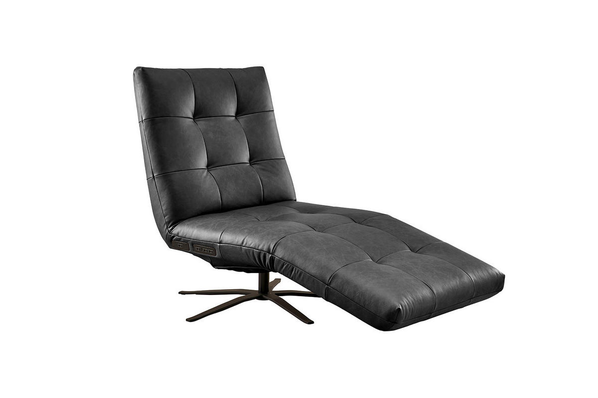 RELAXLIEGE LETICIA Schwarz Leder - Schwarz, Leder/Metall (82/115/156cm) - KAWOLA