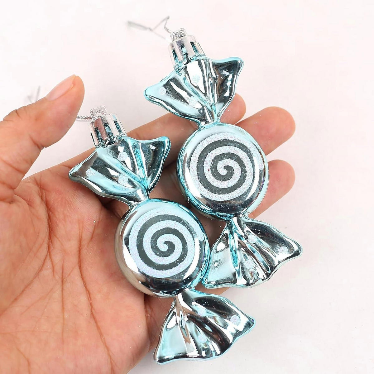 WEIHNACHTSBAUMSCHMUCK Zuckerstange 12 Stück Set Eisblau - Hellblau, Kunststoff (3/1/8cm)
