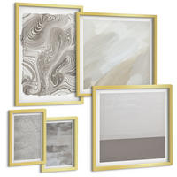 BILDER SET 5er Set - 50x50 cm & 20x30 cm & 40x60 cm Goldrahmen - Industriedesignstrukturen - Goldfarben, Kunststoff (40/60cm) - TULUP