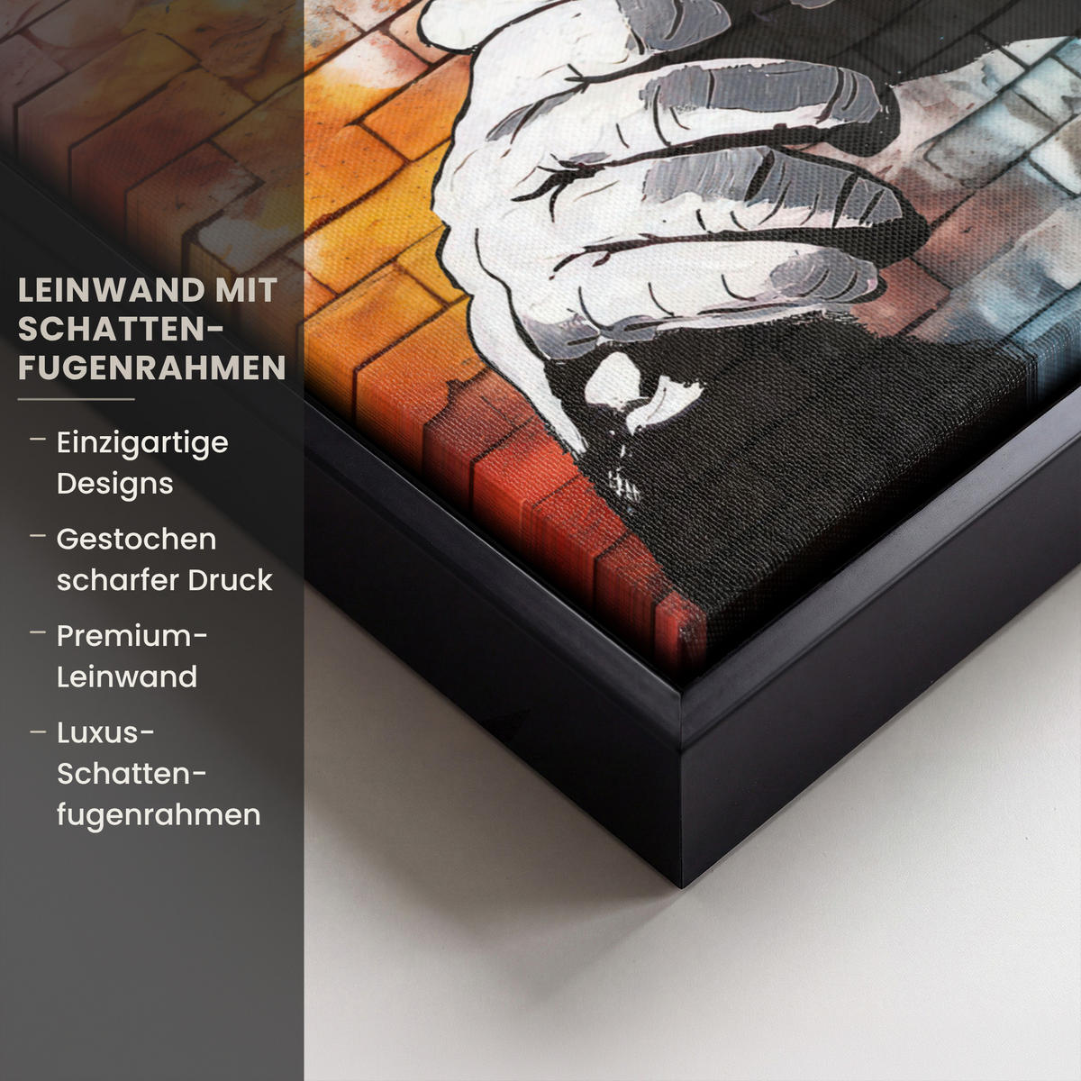 LEINWAND Bilder mit Rahmen - Affe - Graffiti - Musik - 40x30 - Multicolor, Textil (40/30cm) - MuchoWow
